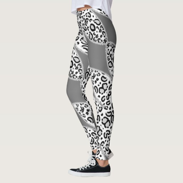 Leggings leopardo en gris con blanco. (Gauche)