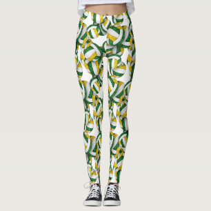 Leggings L'équipe d'or vert couleurs girly volleyballs moti