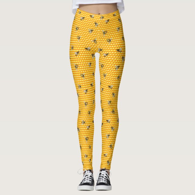 Leggings Les abeilles de miel sur le peigne de miel (Devant)