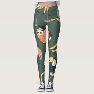 Leggings Les animaux de la jungle Faune de la flore Vintage