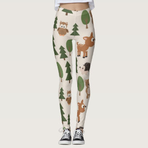 Leggings Les animaux des bois mignons forêt motif nature