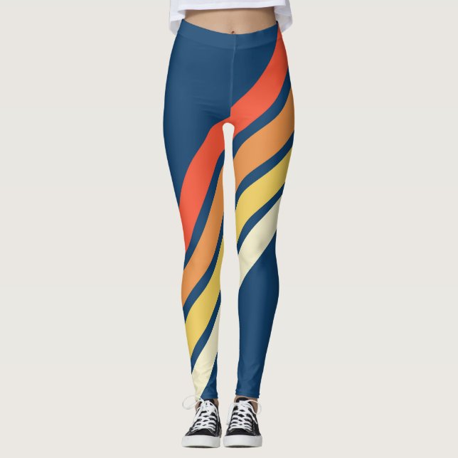 Leggings Les années 70 coloré 80s Retro Stripes (Devant)