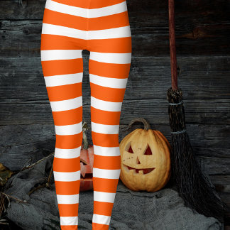 Leggings Les bas oranges rayés de la sorcière d'Halloween