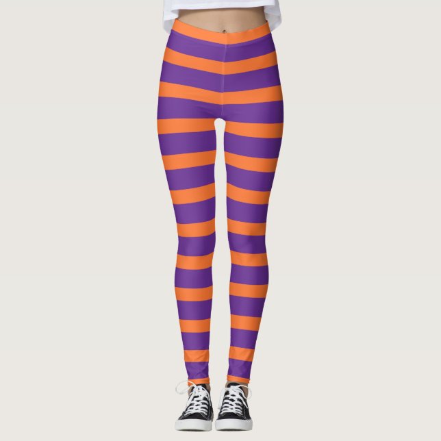 Leggings Les bas rayés violets oranges de la sorcière d'Hal (Devant)