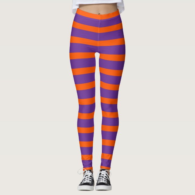 Leggings Les bas rayés violets oranges de la sorcière d'Hal (Devant)