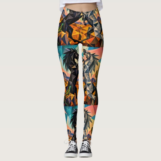 Leggings Les Bystanders – Le Lézard et Le Cactus (Devant)
