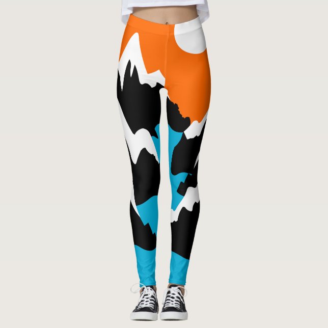 Leggings Les chaînes de montagnes champ d'eau paysage (Devant)