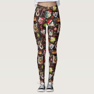 Leggings Les chats de Noël dans la galaxie de l'espace