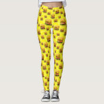 Leggings Les cheeseburgers jaunes lumineux ont illustré des<br><div class="desc">Vous semblerez assez bons pour manger dans les ces l'amusement et les guêtres colorées comportant un arrière - plan jaune lumineux et partout une copie de doubles cheeseburgers semblants savoureux. Aimez-vous des hamburgers ? Trouvez plus de produits de cheeseburger dans le magasin de Zazzle de conceptions d'astérisque.</div>