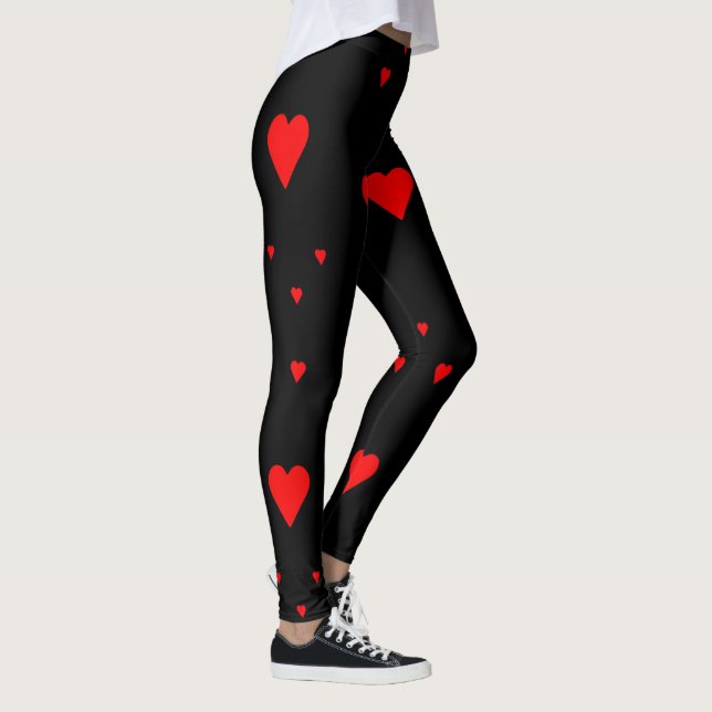 Leggings Les Coeurs d'amour rouges sur les Noirs (Droite)