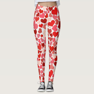 Leggings Les coeurs jettent partout sur le rouge rose femme
