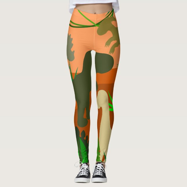 Leggings Les dinosaures dans la nature (Devant)