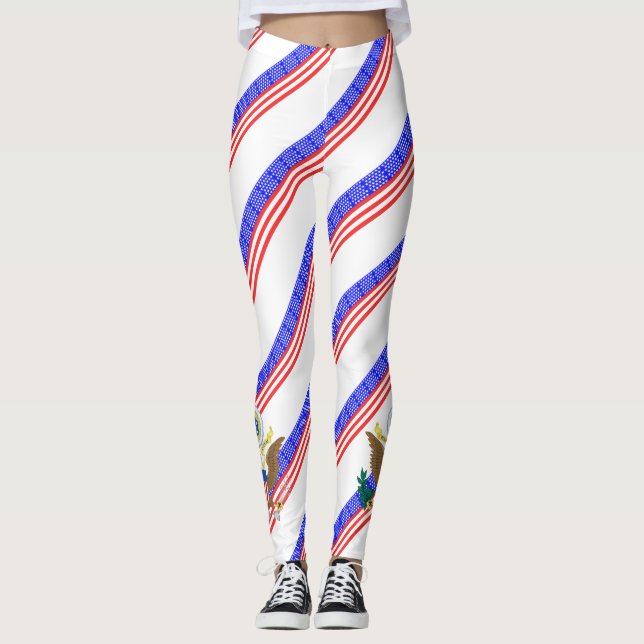 Leggings Les Etats-Unis barrent le drapeau (Devant)
