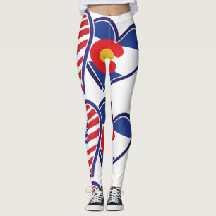 Leggings Les Etats-Unis et coeurs de drapeau du Colorado