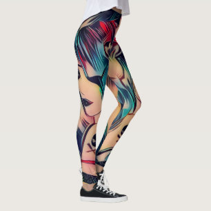 Leggings Les filles gothiques tatouées avec les cheveux bl