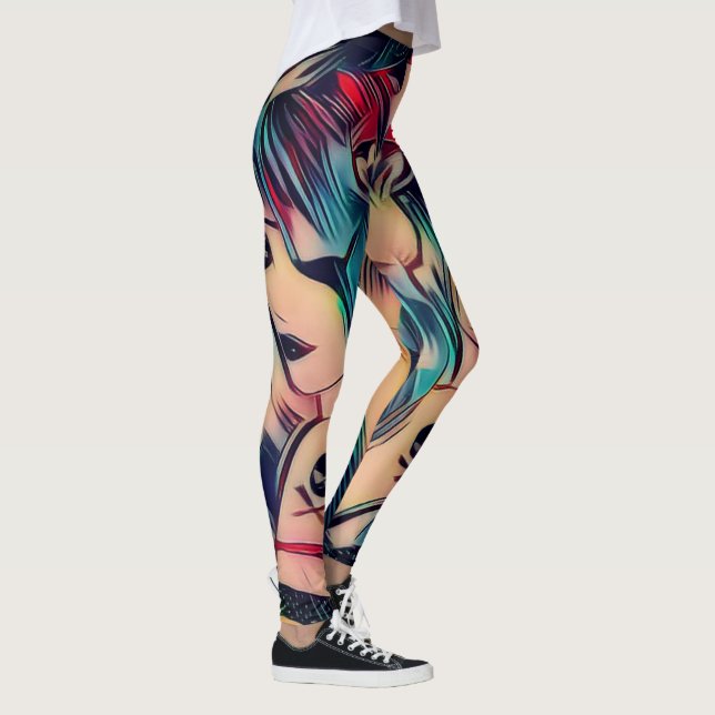 Leggings Les filles gothiques tatouées avec les cheveux ble (Droite)