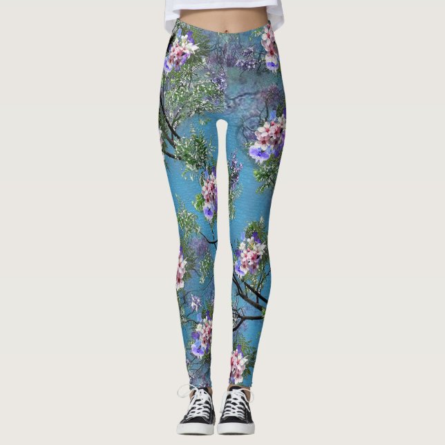 Leggings Les fleurs du printemps de Jacaranda répètent les  (Devant)