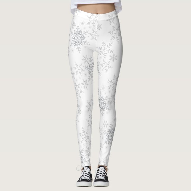 Leggings Les flocons de neige Parties scintillant d'argent  (Devant)