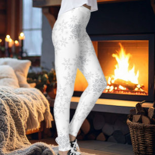 Leggings Les flocons de neige Parties scintillant d'argent