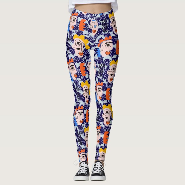 Leggings Les gens et les visages. PAF2501.DPurple BG (Devant)