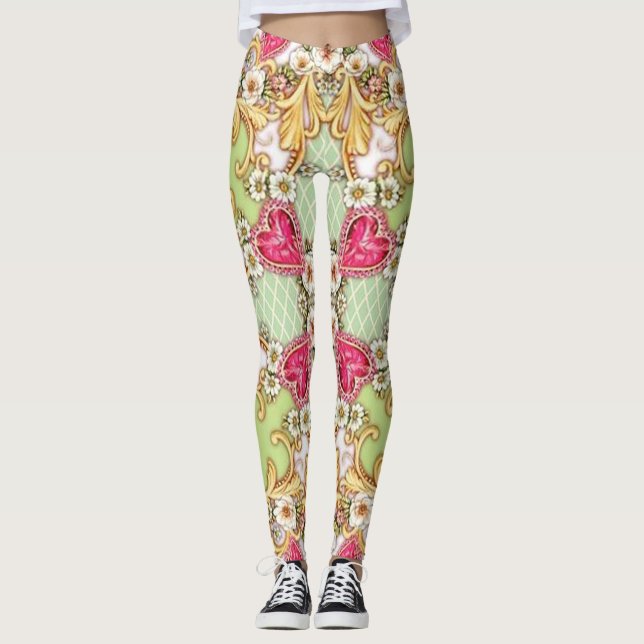 Leggings Les guêtres baroques florales des femmes (Devant)