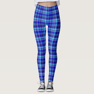 Leggings Les guêtres des femmes bleues de plaid