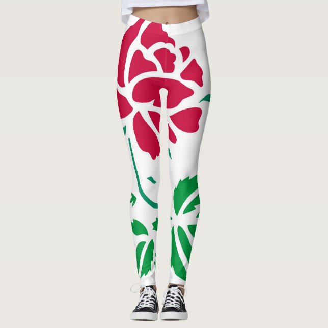 Leggings Les guêtres des femmes de rose rouge (Devant)