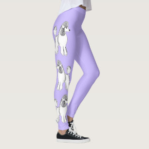 Leggings Les guêtres des femmes lilas de caniches blancs