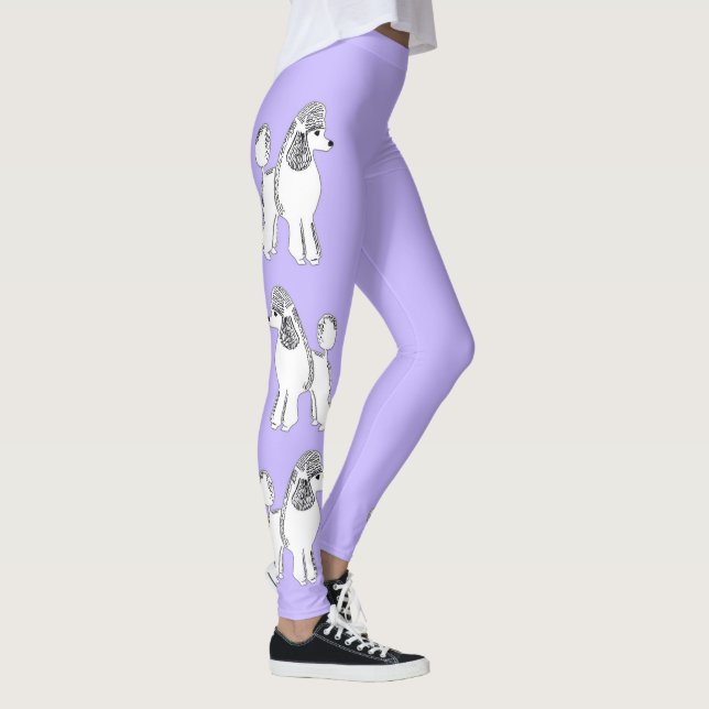 Leggings Les guêtres des femmes lilas de caniches blancs (Droite)