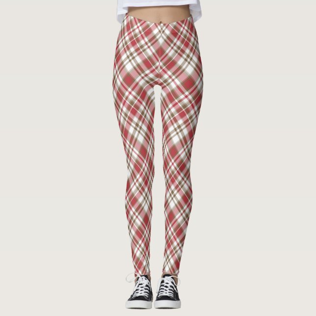 Leggings Les guêtres des femmes rouges de plaid (Devant)