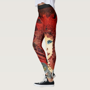 Leggings Les guêtres rouges de fantaisie des femmes avec l