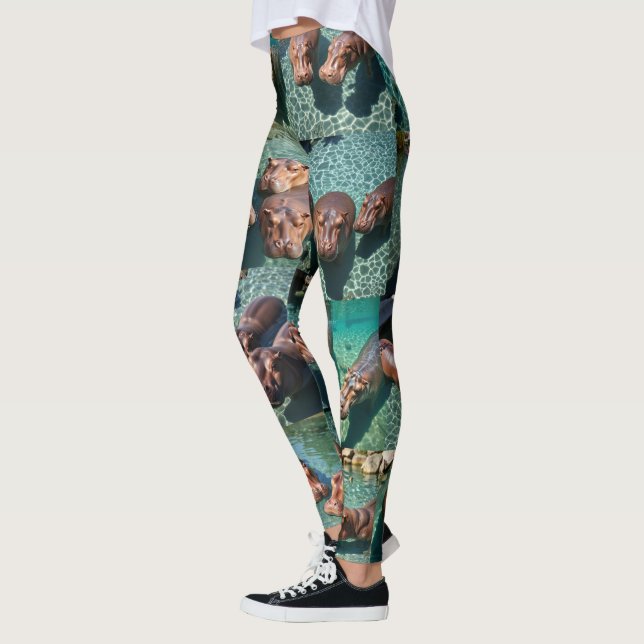 Leggings Les hippopotames en jeu : Un paradis d'étang (Gauche)