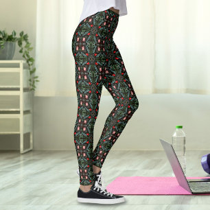 Leggings Les hivers Les flocons de neige, Poinsettias, Card