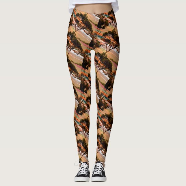 Leggings "Les houblons côtiers : Kangaroos sur la rive du p (Devant)