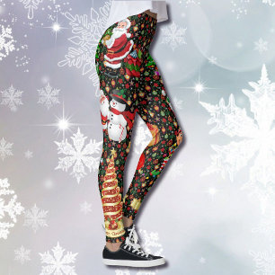 Leggings Les Jambes des femmes du Père Noël Snowman