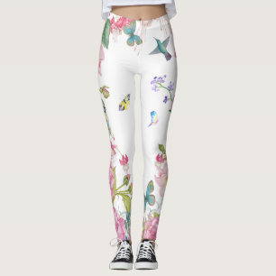 Leggings les jolis oiseaux n de papillon d'été fleurit de