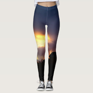 Leggings les légumineuses du coucher du soleil de la vague