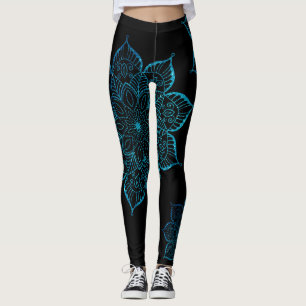 Leggings Les Mandalas de la Parties scintillant Turquoise d