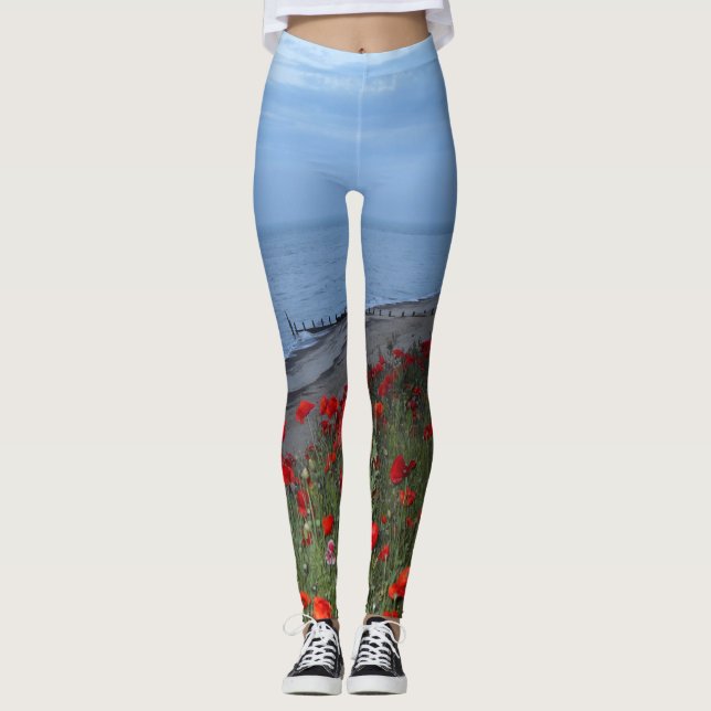 Leggings Les pavots et l'océan (Devant)