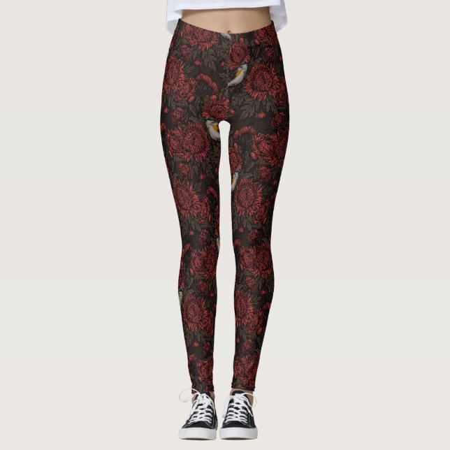 Leggings Les Reddébutants dans les chrysanthèmes en brun et (Devant)