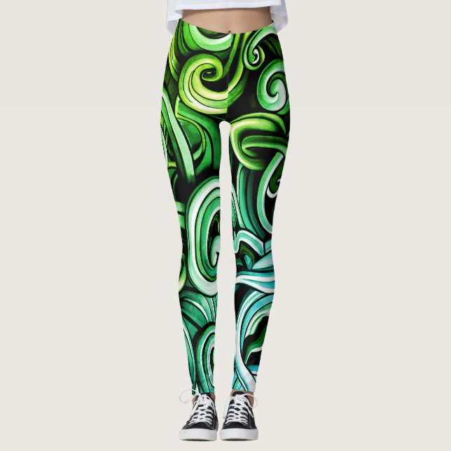 Leggings Les torrents d'énergie verte (Devant)