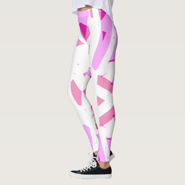 Leggings Les Valentines Art Déco Géométrique Rose Blanc Aim (Gauche)