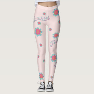 Leggings L'été se sent rose et bleu fleurs girly
