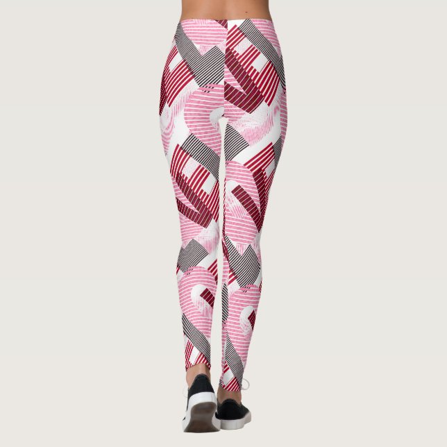 Leggings Lettre magenta géométrique d'amour (Dos)