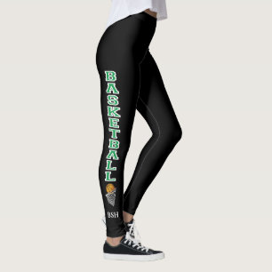 Leggings Lettres de basket-ball en pattes vertes et blanche