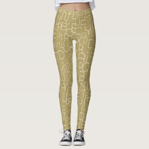 Leggings Lettres élégantes beige et blanc