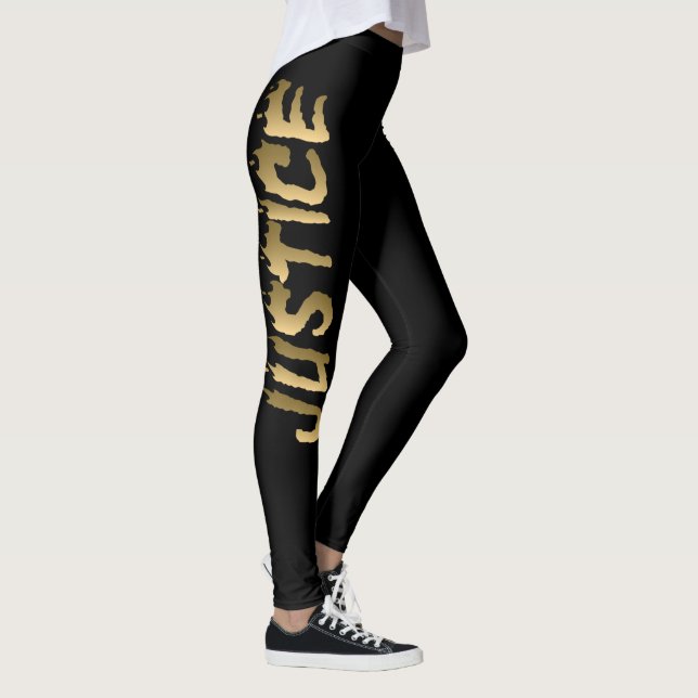 Leggings Lettres en noir brûlant l'or de la justice 3D (Droite)