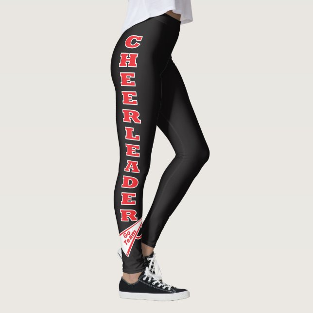 Leggings Lettres rouges de typographie de pom-pom girl (Droite)