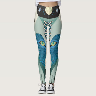 Leggings Lève des yeux de loup celtique avec Pleine lune et