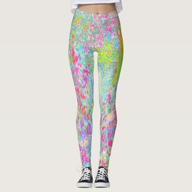 Leggings Lever de soleil d'Aqua et de Rose chaud dans My Ru (Devant)